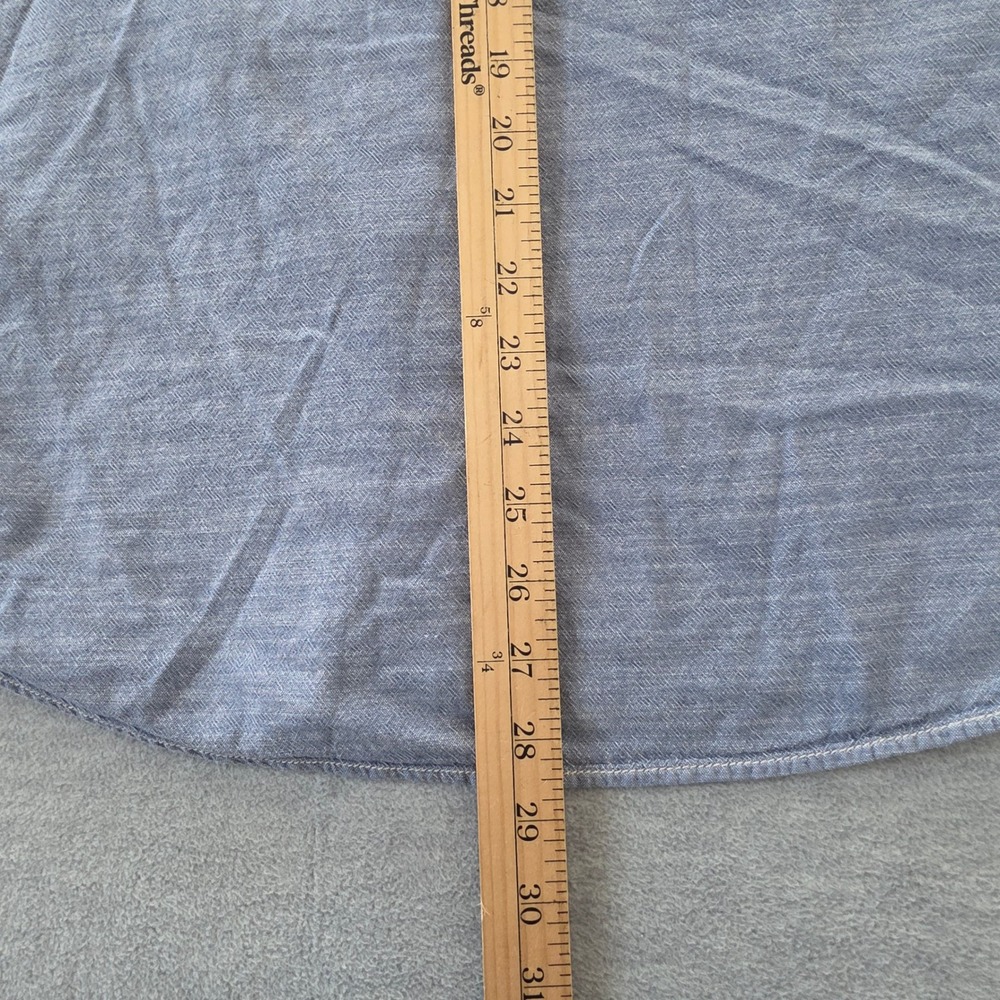 Woolrich Mens Blue Cotton Chambray Short Sleeve Button Down Shirt Large L - Picture 8 of 8